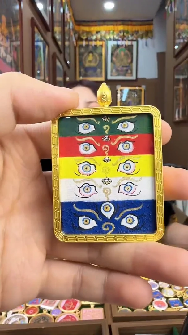 吊坠五路财神眼-热贡纯手绘唐卡