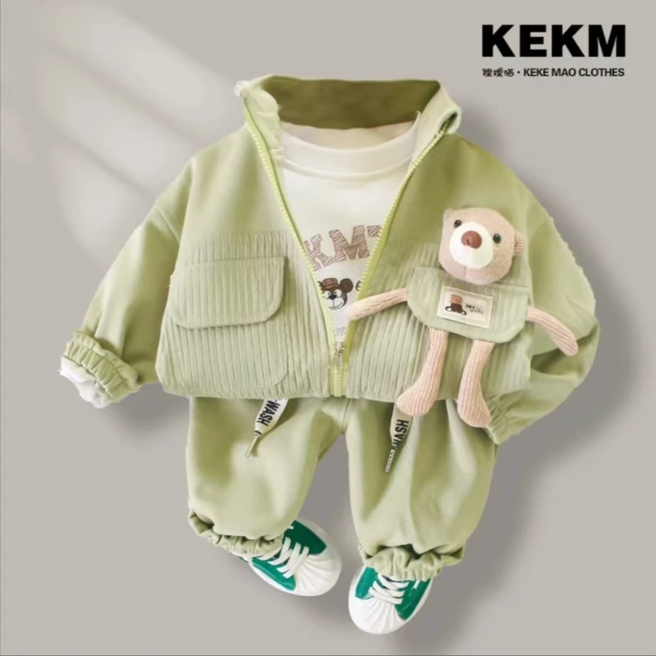 男童秋装三件套2024新款洋气韩版男宝宝春秋季套装婴幼儿衣服潮款