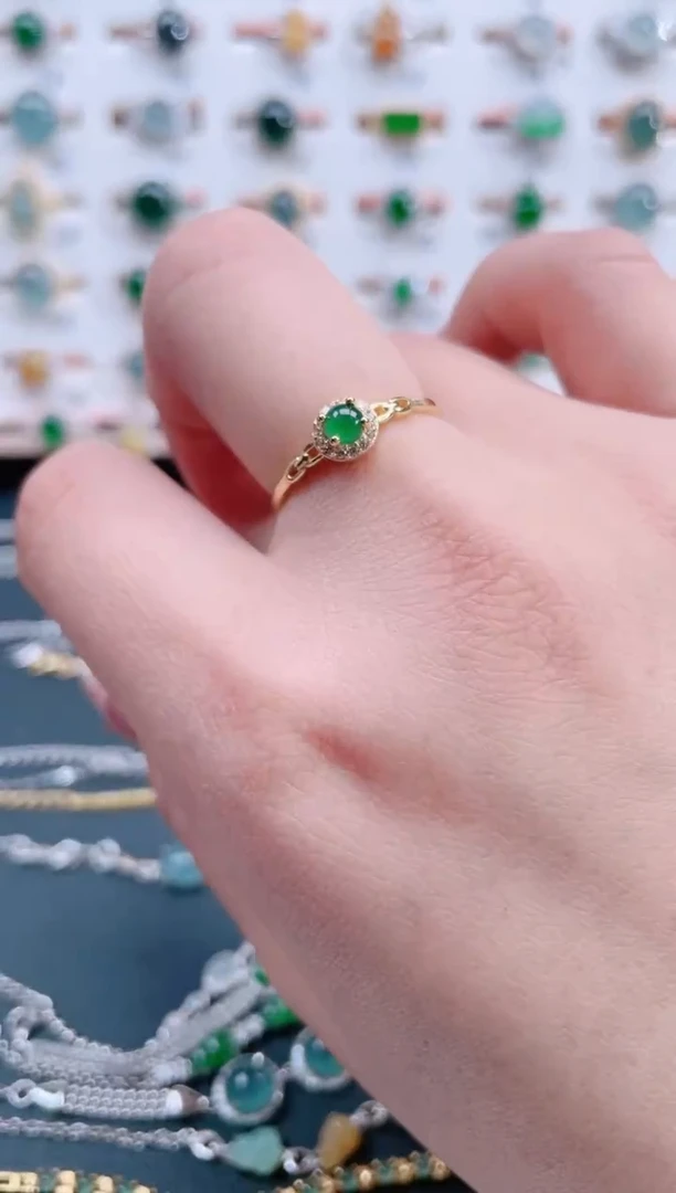 银S925镶嵌戒指翡翠天然翡翠