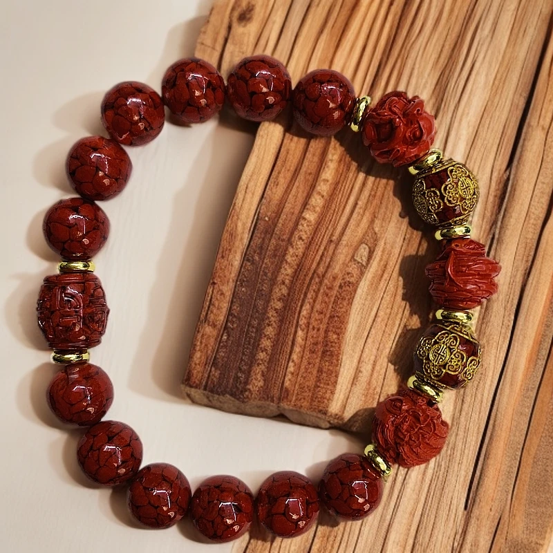 含辰砂工艺品1.0三合生肖朱砂手串 1.0