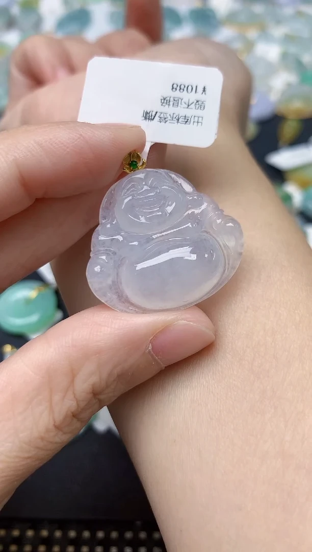 颈饰18K金镶嵌翡翠天然缅甸A货翡翠