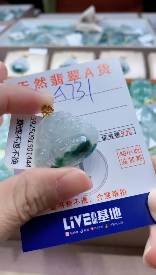 颈饰18K金镶嵌翡翠 天然缅甸a货翡翠