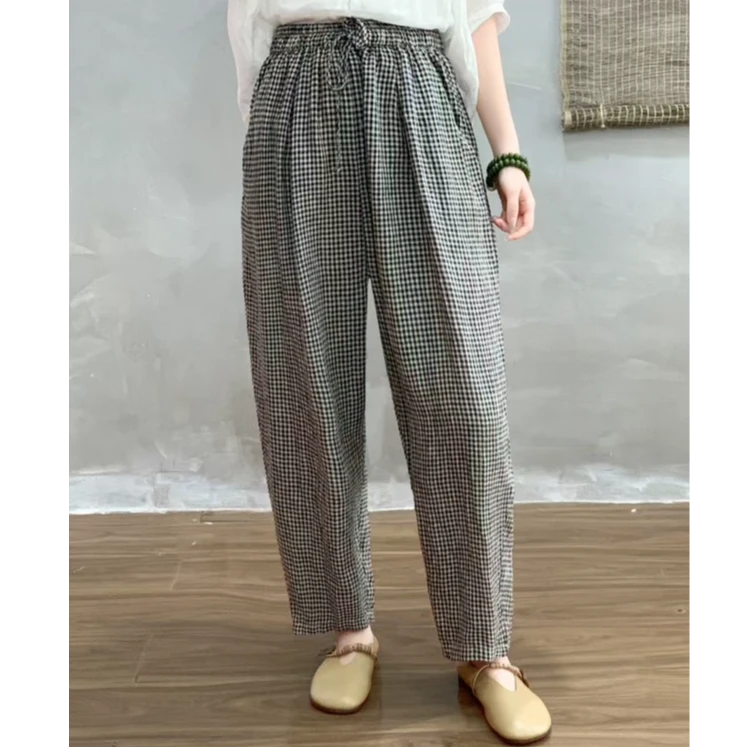 【悦兮】夏季新款文艺百搭休闲显瘦宽松时尚减龄显瘦女休闲裤366