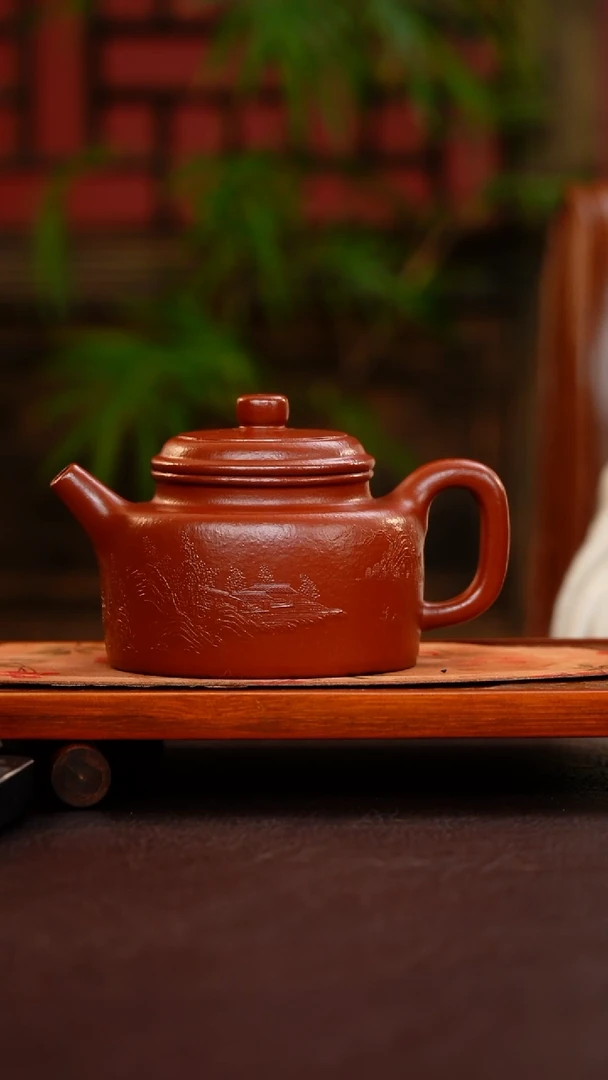 茶壶紫砂德钟 大红袍20目 潘晨泥绘