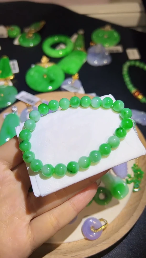 【闪购商品】翡翠手串未镶嵌Q缅料A货翡翠/支持复检/一件