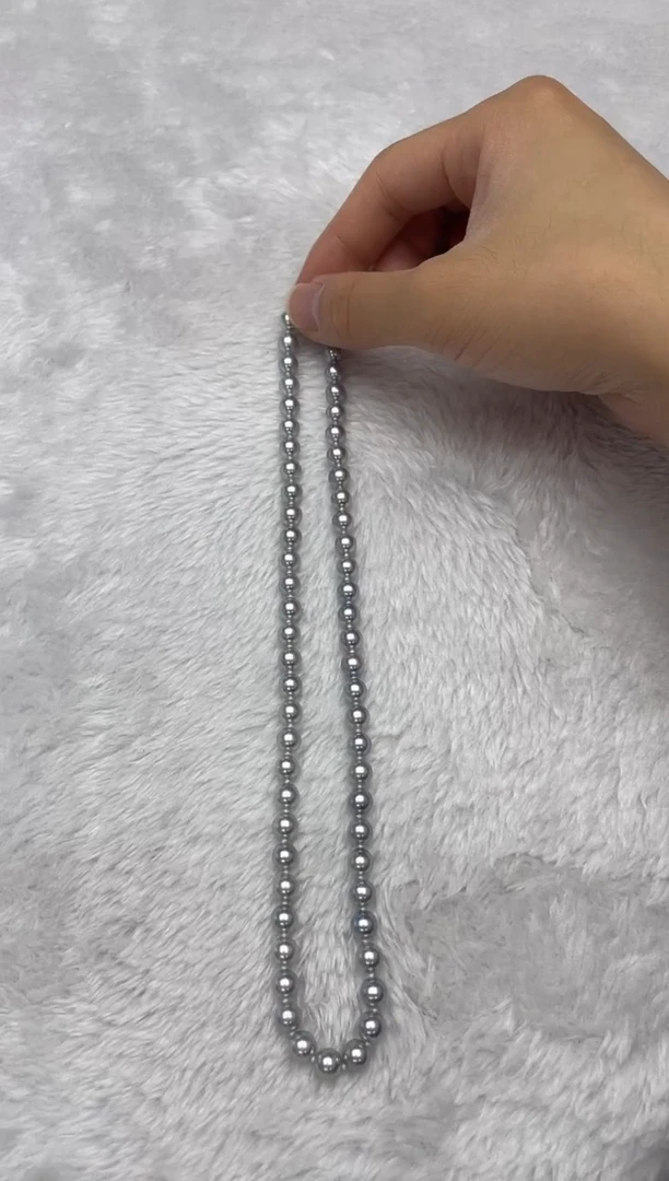 项链银S925镶嵌海水珍珠AK真多麻6.5-7mm