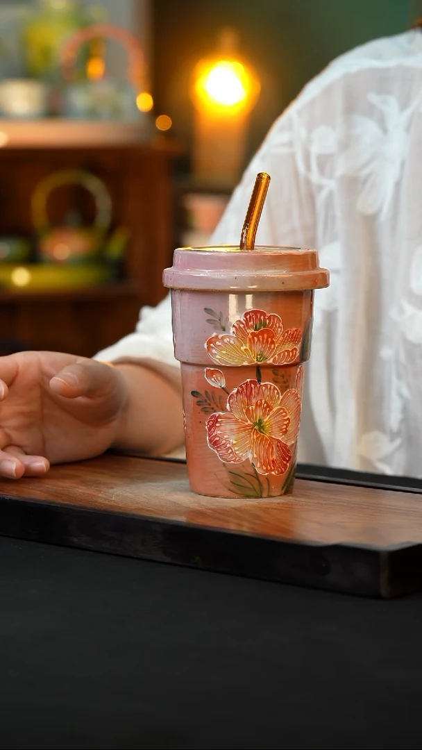 杯手绘心瓷陶瓷浮力