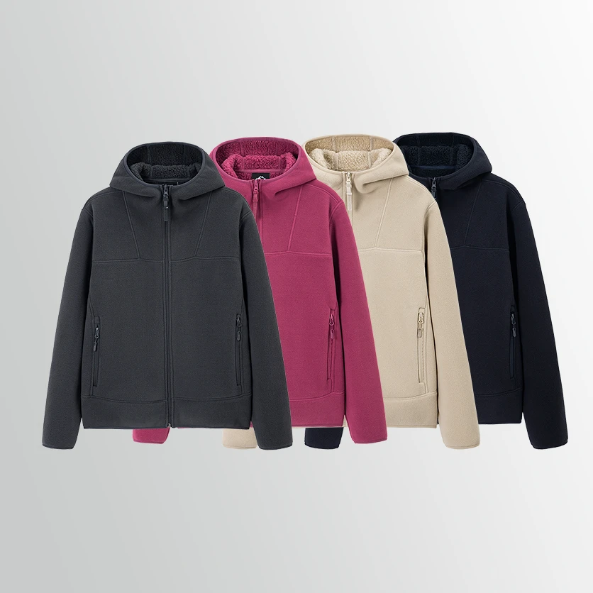 情侣秋冬户外加厚连帽摇粒绒休闲保暖运动百搭夹克 2567