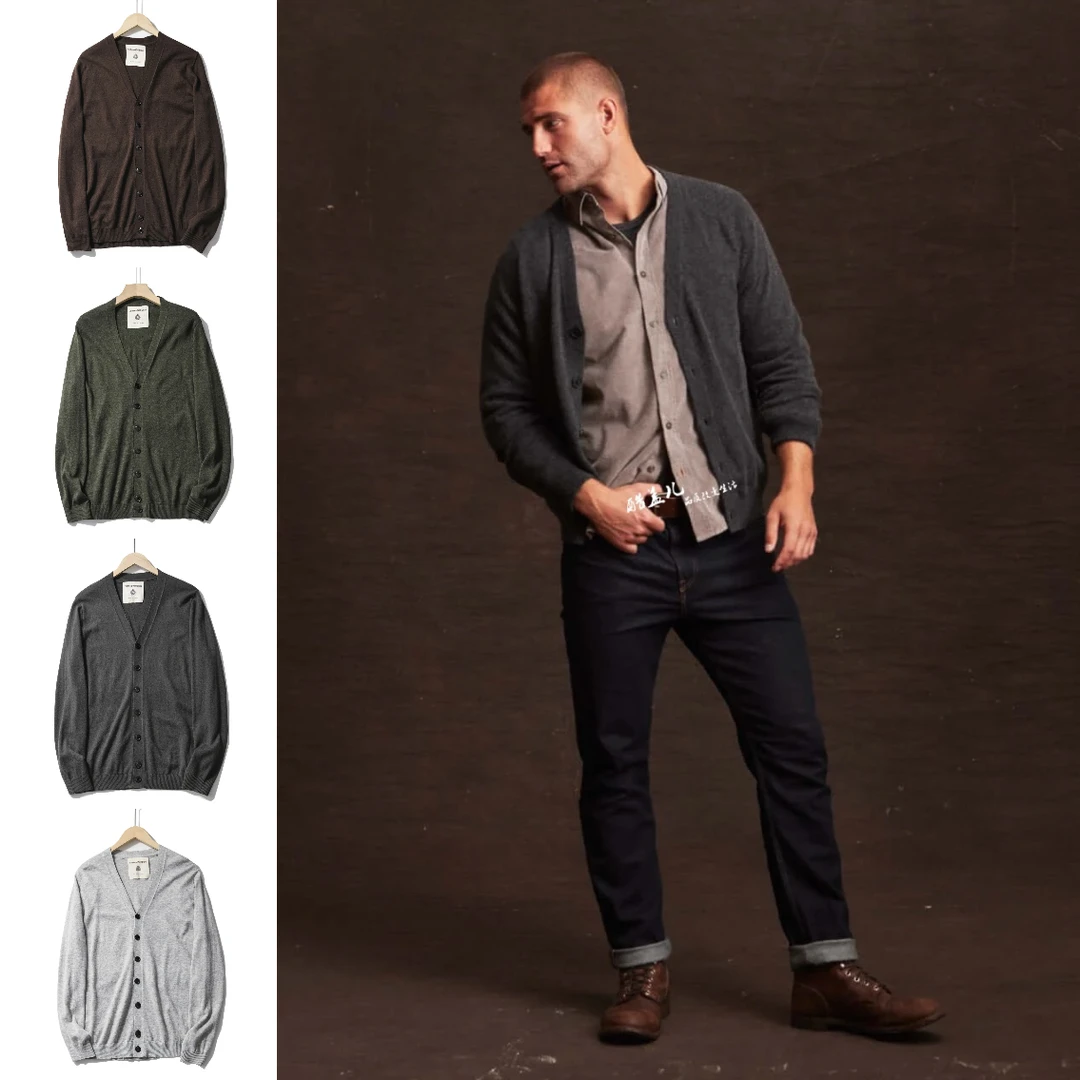 山羊绒+绵羊毛开衫！软糯细腻！秋冬男士高端柔软透气保暖长袖T恤