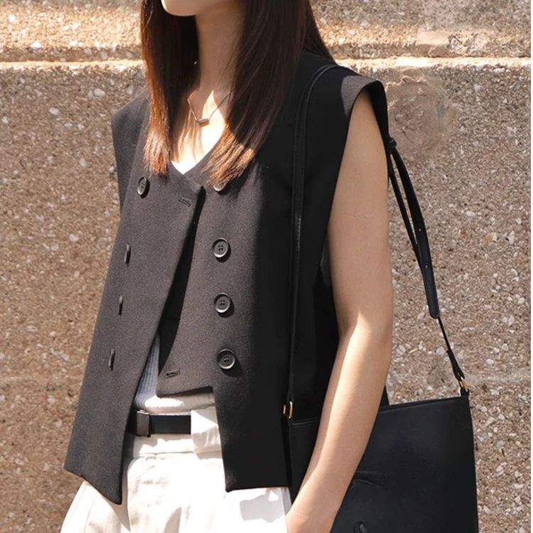 西装马甲外套女不规则上衣春夏季新款设计感休闲宽松百搭坎肩马夹