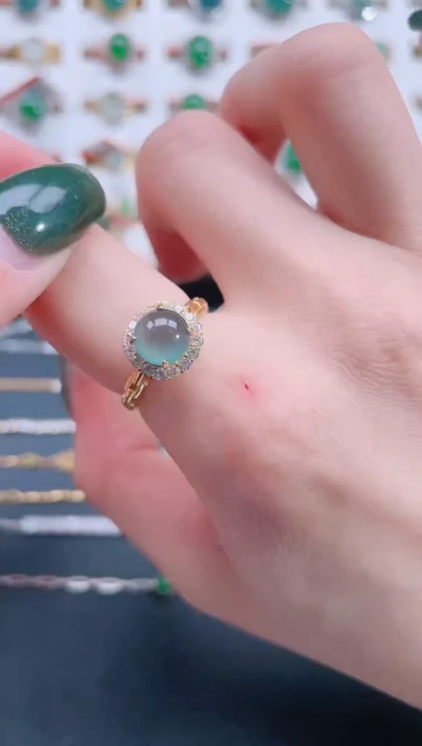 银S925镶嵌戒指翡翠天然翡翠