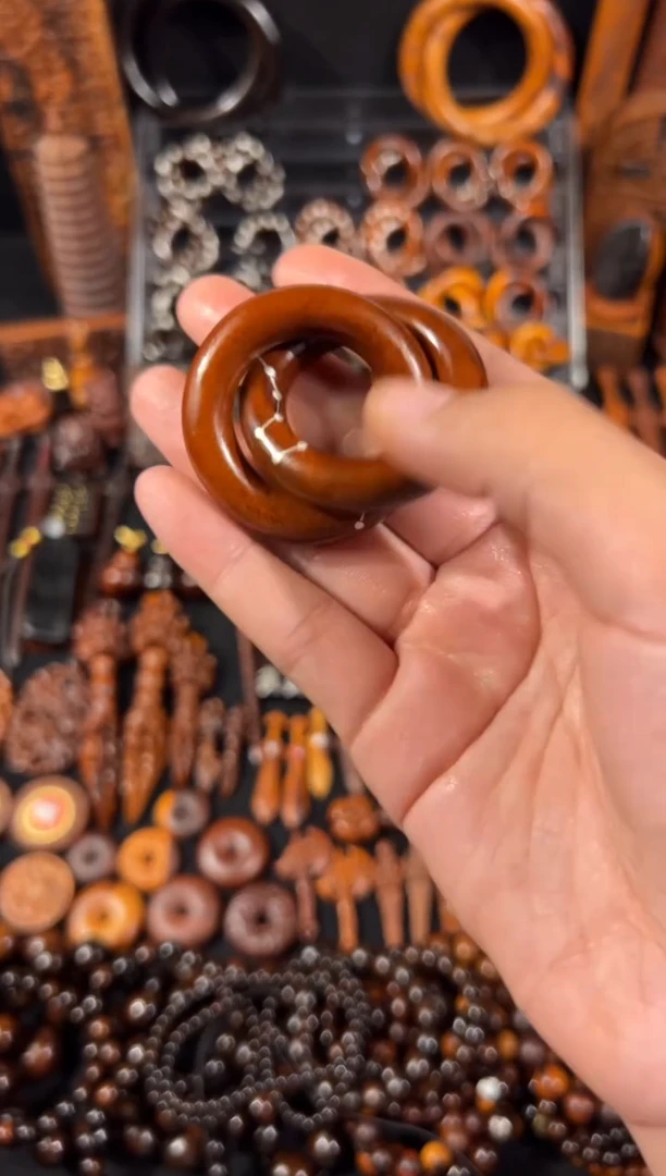 木雷枣老料 镶银六七星 乾坤圈