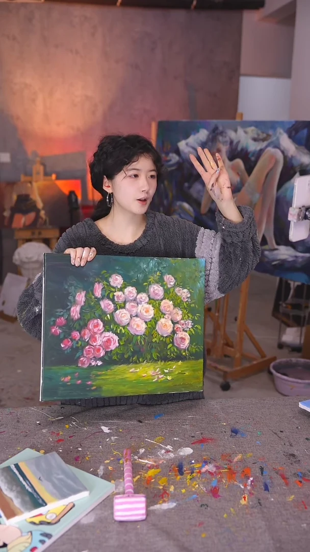 【闪购商品】油画花园丙烯画纯手绘