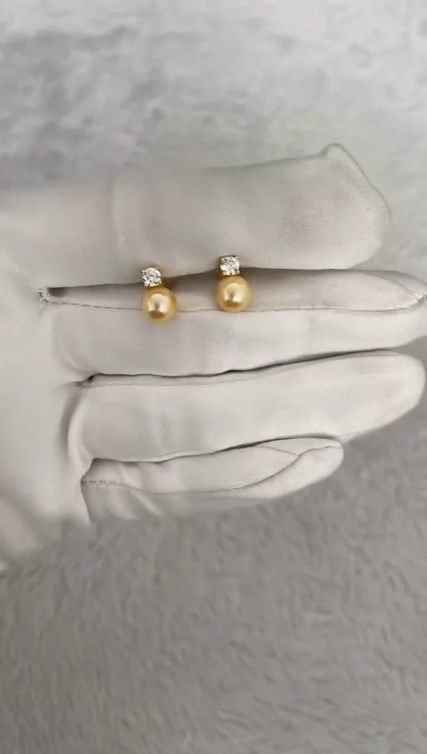 银S925镶嵌海水珍珠耳钉AK羽皇金戴妃7-7.5mm