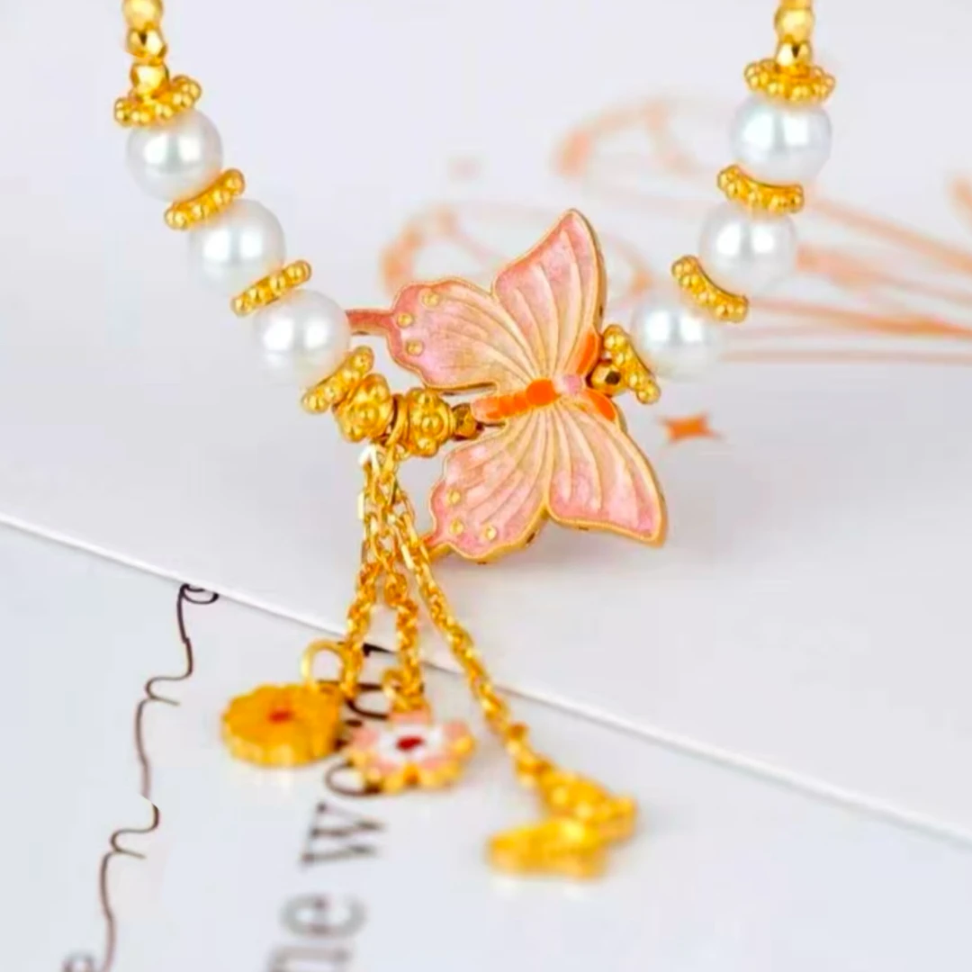 破茧逐梦高工精品珐琅彩足金项链42+3cm 14.52g