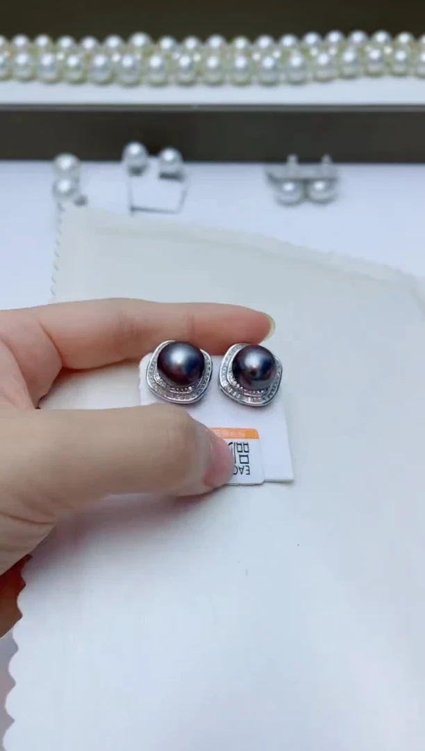 银S925镶嵌海水珍珠耳饰A121