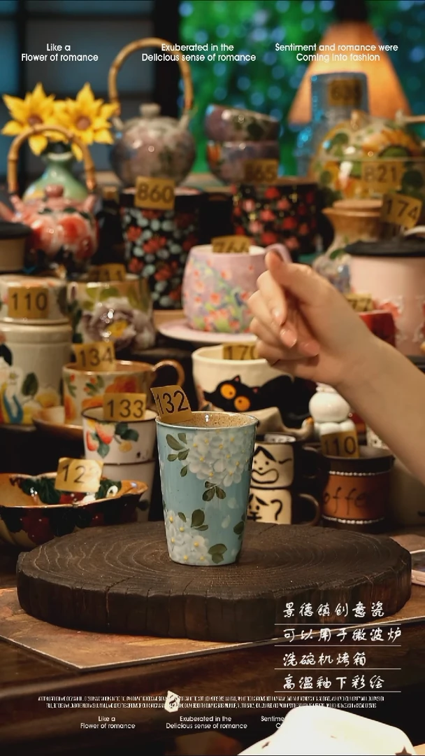 陶瓷景德镇高温釉下彩手工手绘款式@A@