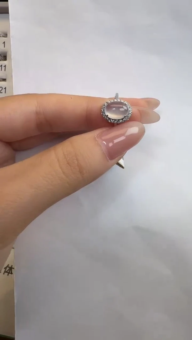 银S925镶嵌戒指翡翠925银镶A货翡翠戒指142