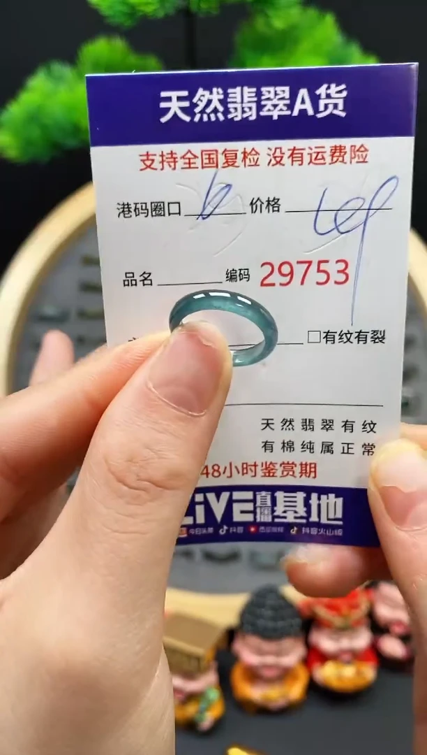 【闪购商品】翡翠戒指未镶嵌天然翡翠戒圈9753