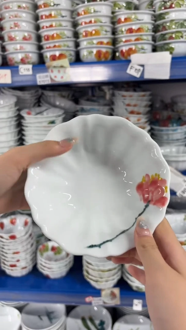 瓷片景德镇高温陶瓷食品级手绘釉中彩-花边碗