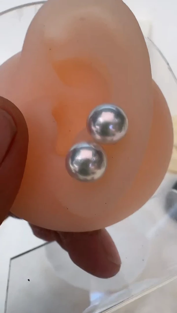 银S925镶嵌耳饰海水珍珠耳钉