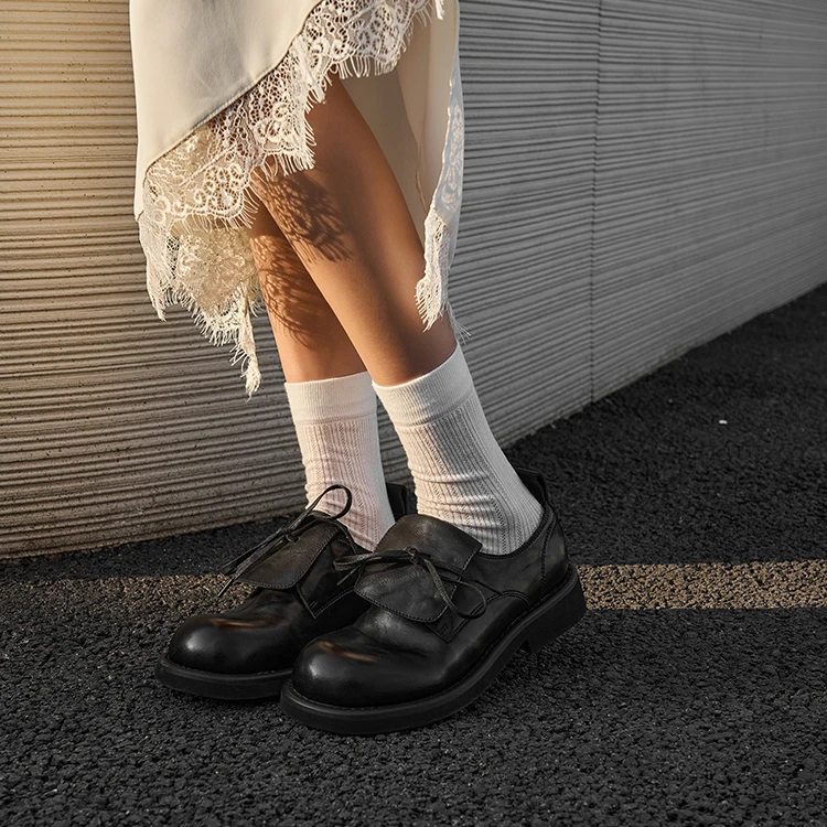 2025原创欧版水洗牛皮ins低帮蝴蝶结撞色拼接女鞋潮流百搭2290-39