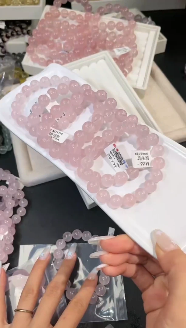 水晶手链未镶嵌多样性发一Q52粉晶12mm