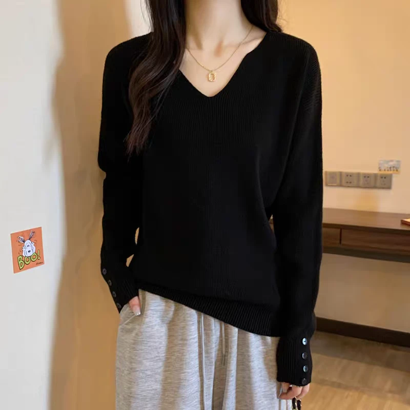 E6609新款宽松慵懒风可外穿薄款内搭长袖针织衫