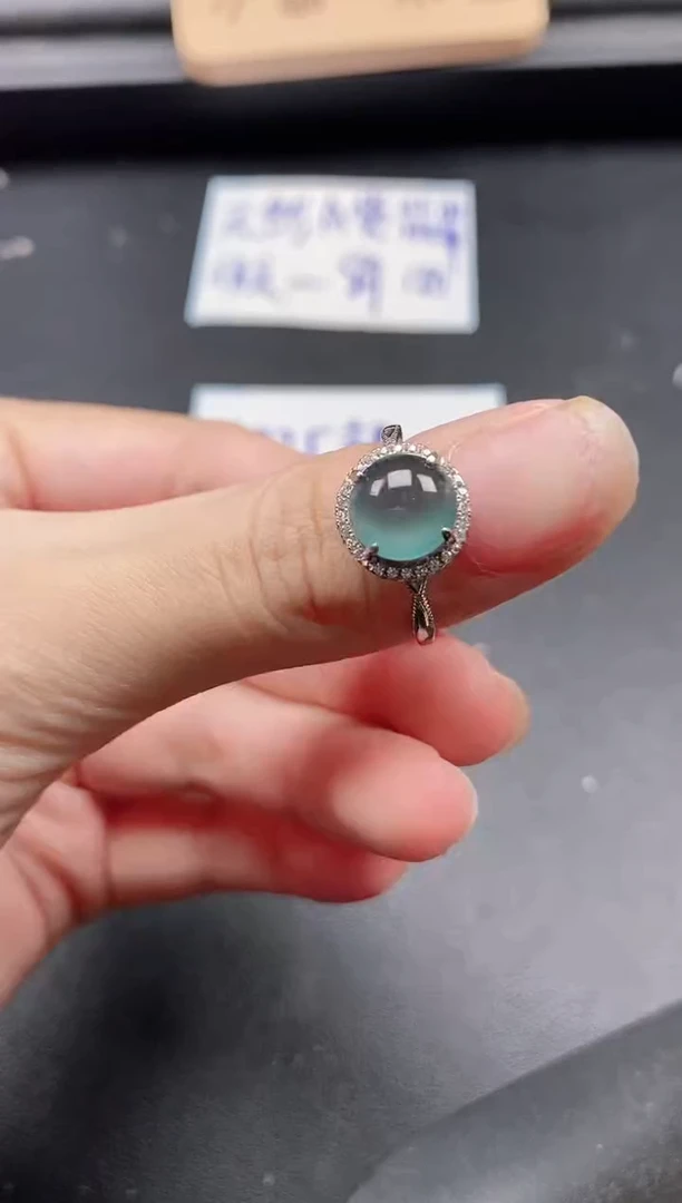 翡翠戒指银S925镶嵌4511