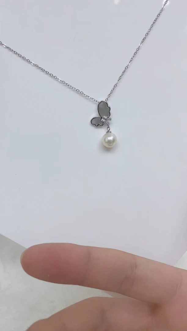 海水珍珠银S925镶嵌颈饰