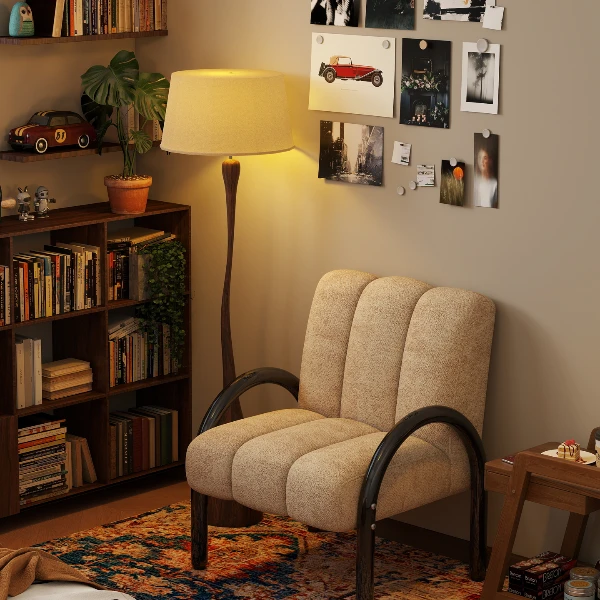 法思丹中古风布艺设计师款单人沙发椅复古客厅阳台懒人沙发椅单人