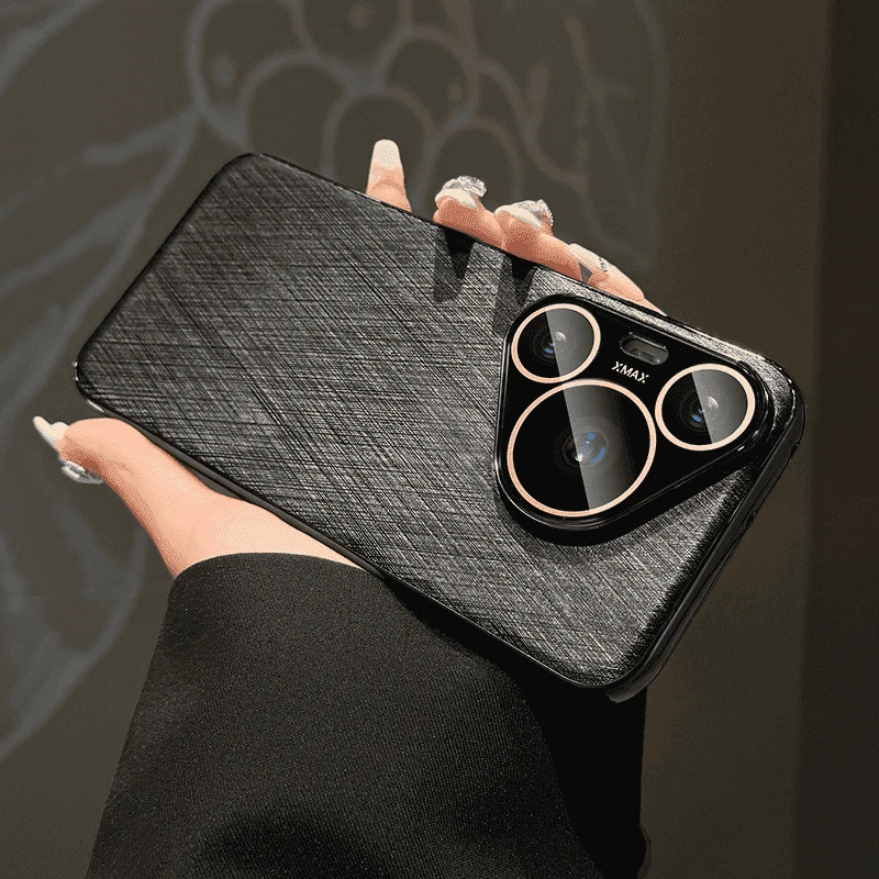 适用华为Pura70pro金丝银锦纹电镀手机壳Pura70自带镜头膜商务潮