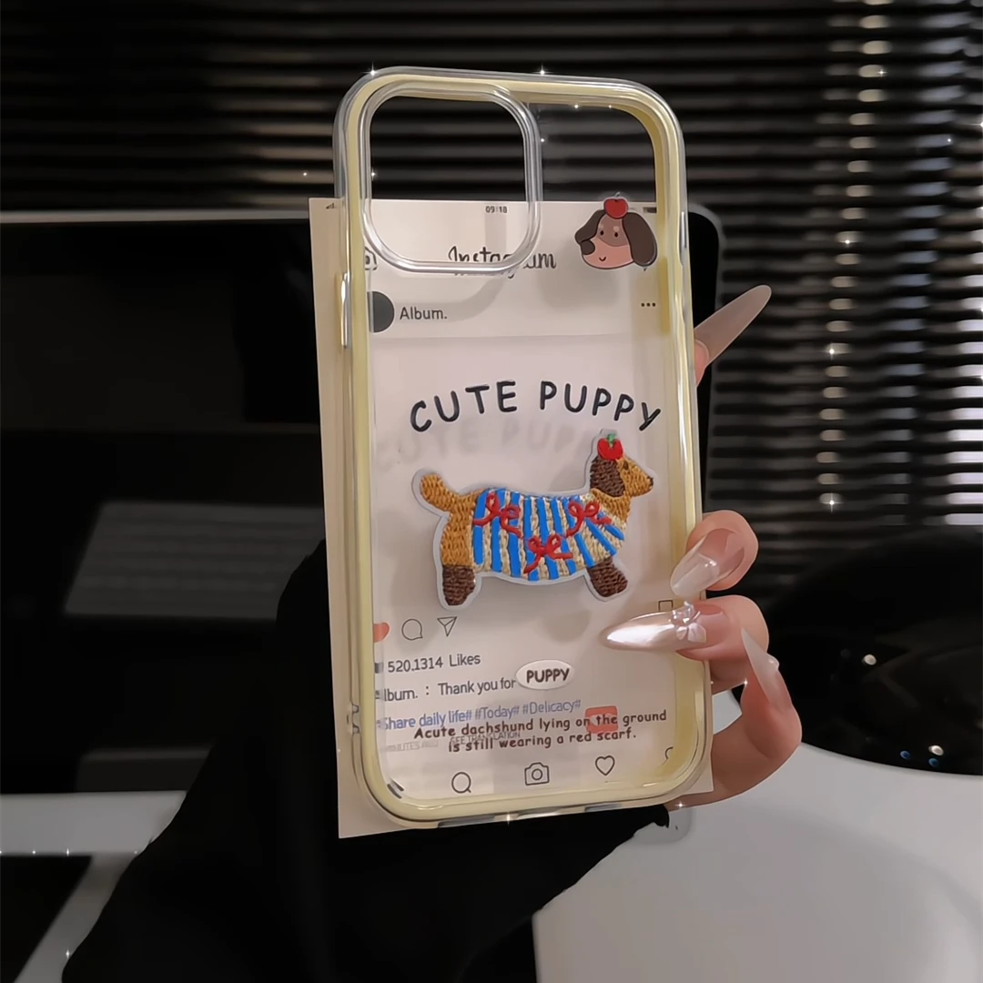 趴趴腊肠狗适用苹果17pro手机壳16pm三合一炫彩华为p荣耀oppo小米