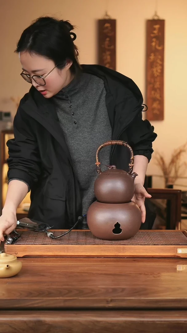 【闪购商品】紫砂茶壶 葫芦套组 紫泥 带电磁炉