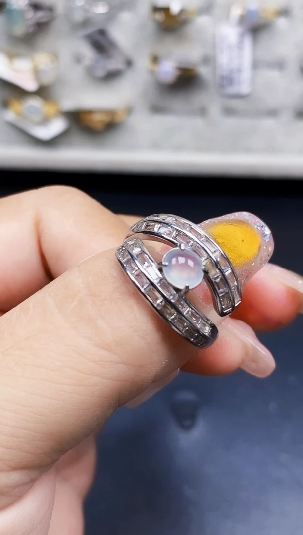 银S925镶嵌戒指翡翠9595