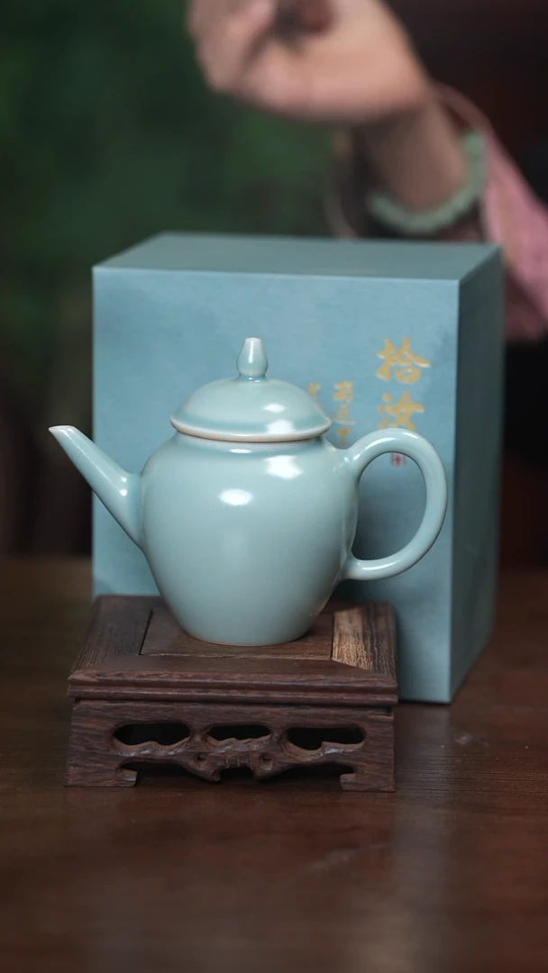 【闪购商品】清凉寺原产地仿古釉手工汝瓷水平壶