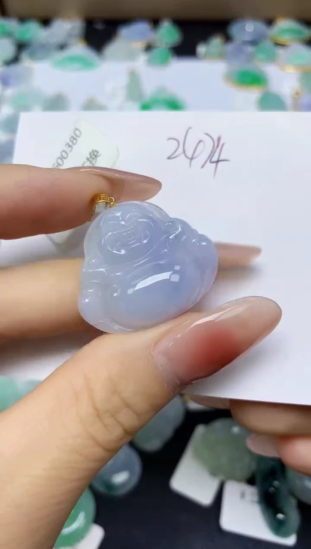 翡翠18K金镶嵌颈饰 天然缅甸翡翠A货