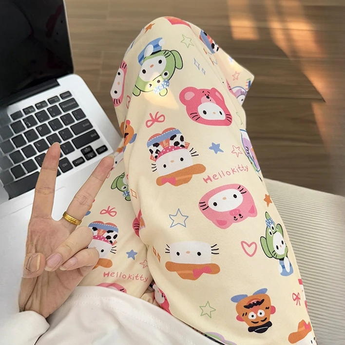 太空猫遛弯睡裤女春秋新款ins风可爱学生居家宽松休闲裤夏天外穿