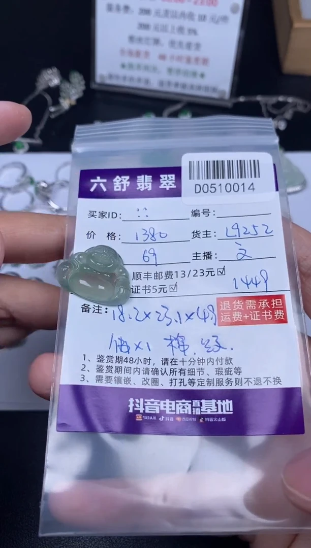 翡翠未镶嵌吊坠(不含链)D0510014