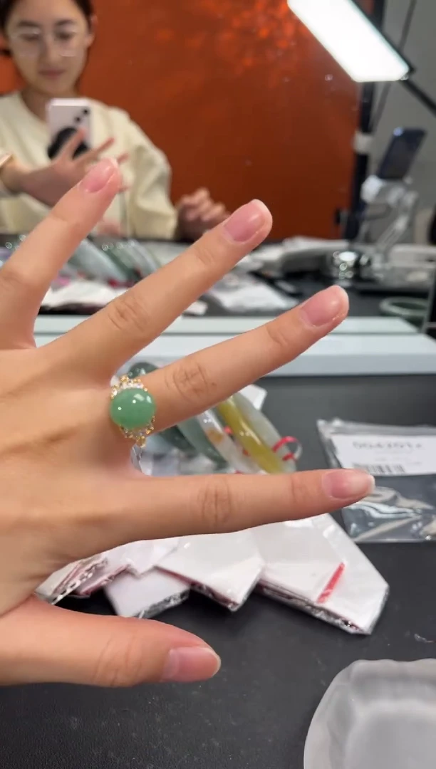 银S925镶嵌戒指翡翠边城刀客/003777r/多样性发一