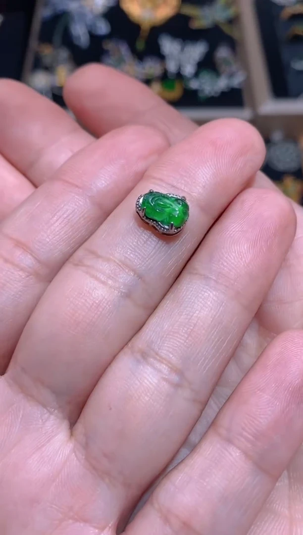 【闪购商品】翡翠吊坠(不含链)银S925镶嵌貔貅