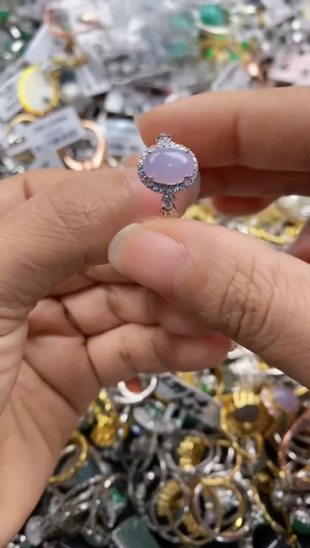 银S925镶嵌戒指翡翠111---1