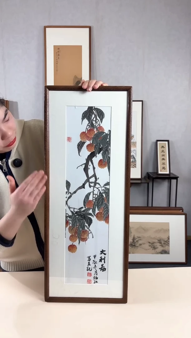 【闪购商品】国画手绘*大利图*28*72cm实木框