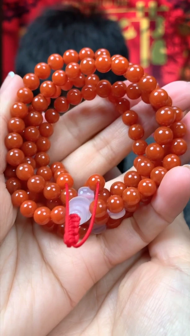 【闪购商品】南红玛瑙项链未镶嵌原矿南红辣椒红卡6多绕108