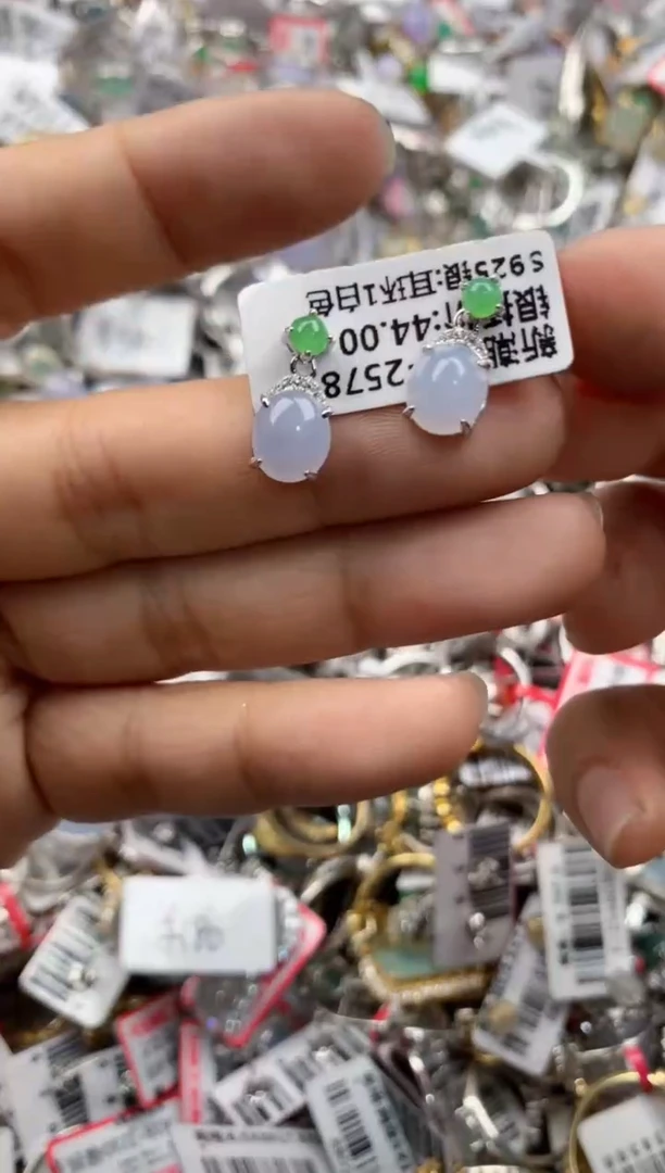 银S925镶嵌戒指翡翠444     1