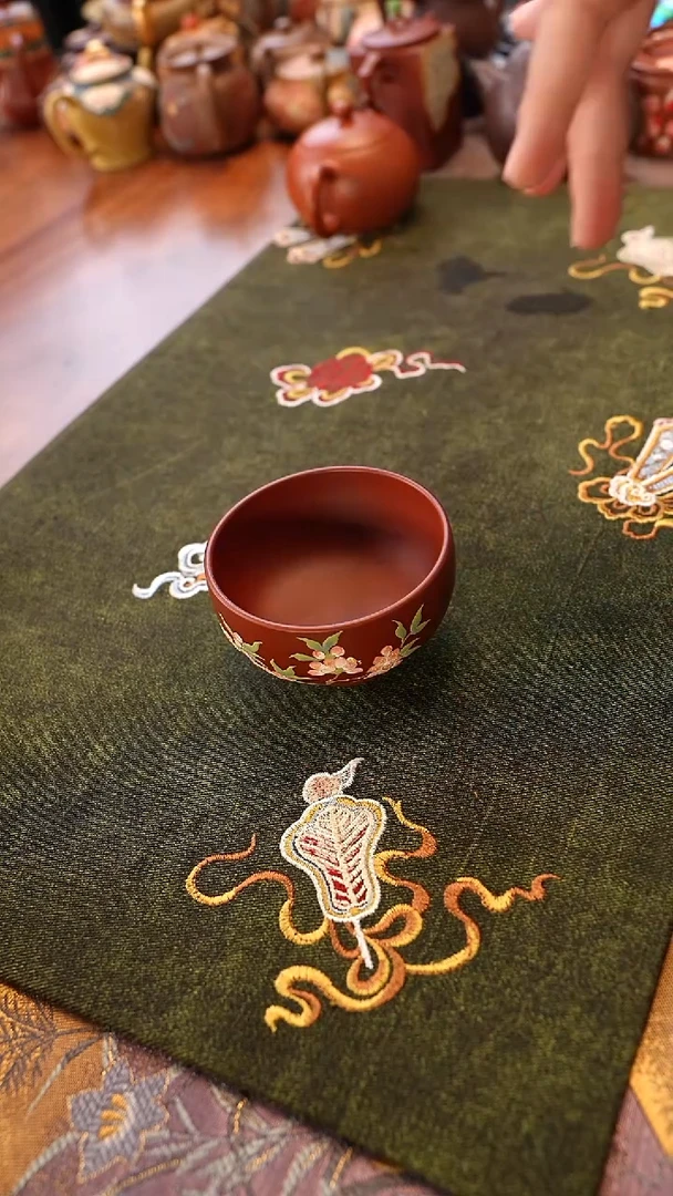 茶壶紫砂大红袍桃花杯