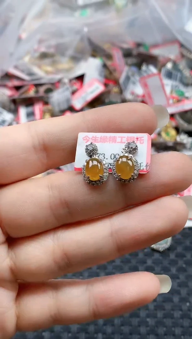 银S925镶嵌戒指翡翠天然A货缅甸翡翠