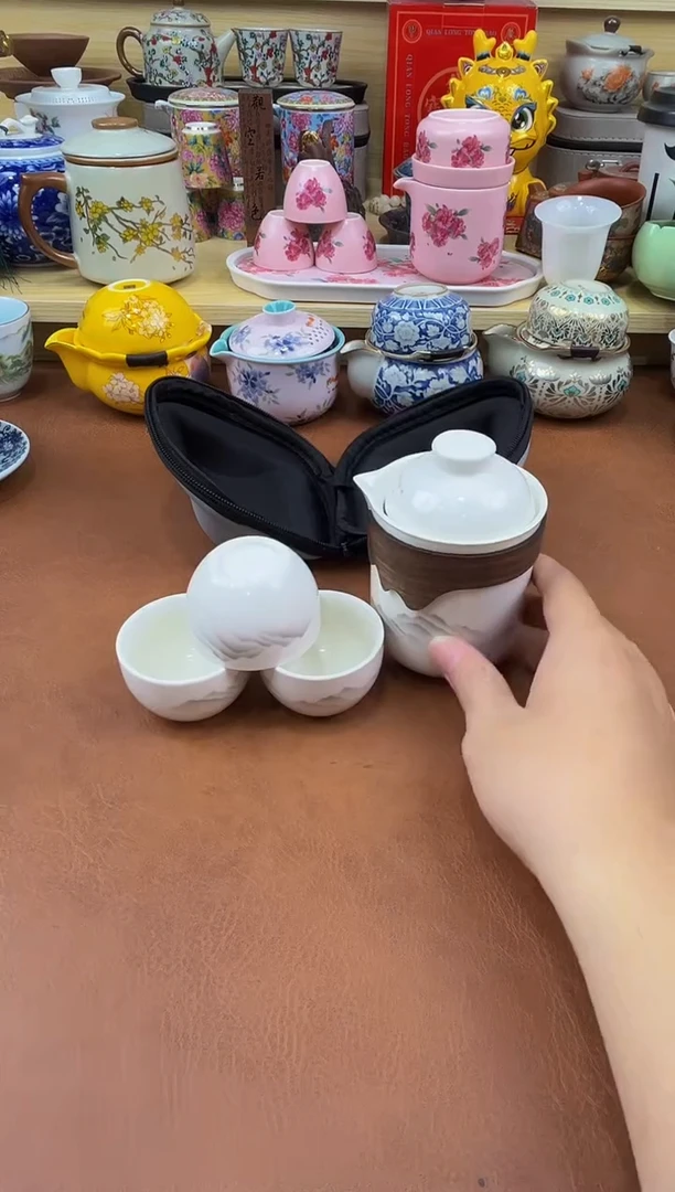 陶瓷茶具摆件旅行套组