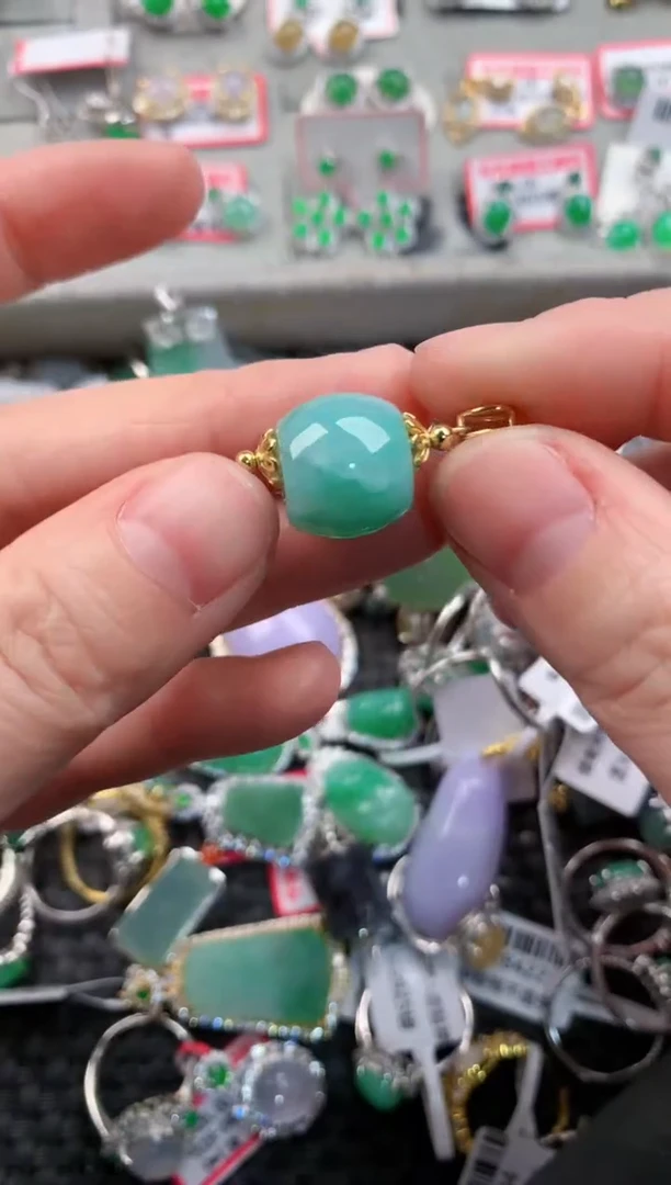 银S925镶嵌戒指翡翠666---7