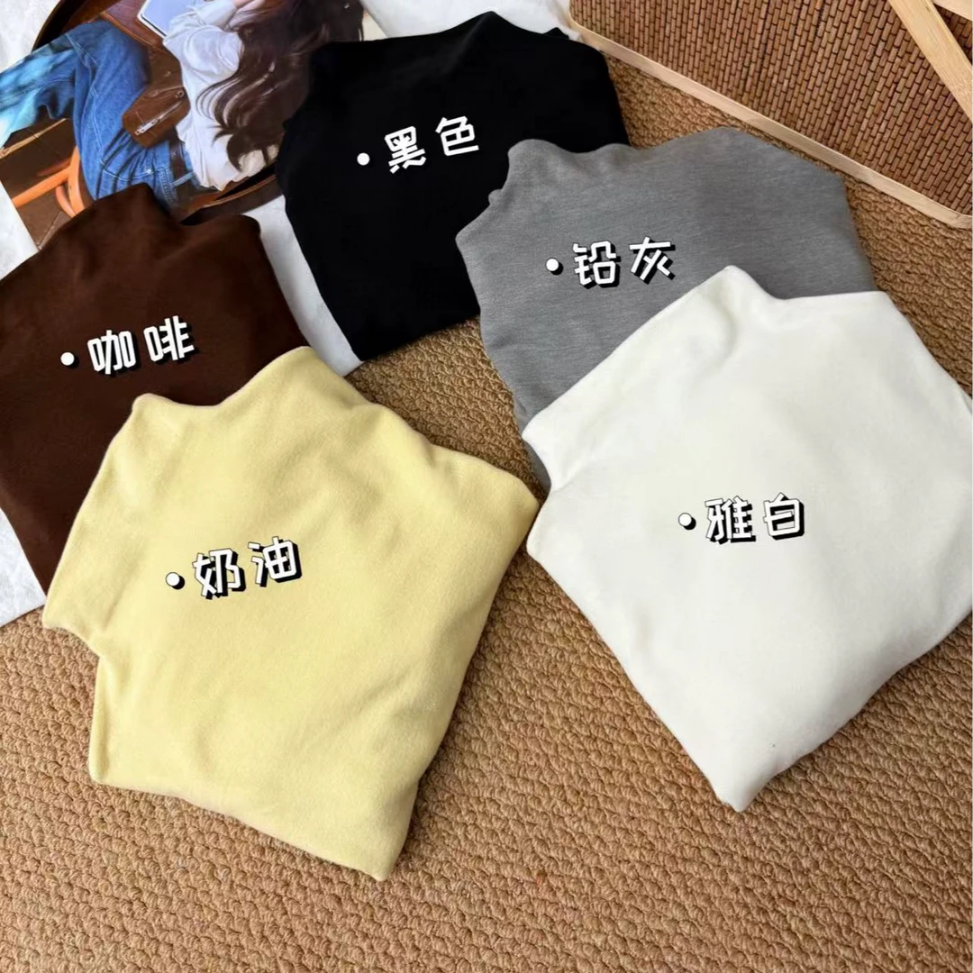 【衣ML】宽松型T恤纯色内搭保暖百搭常规款长袖常规